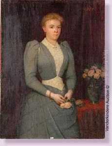Portrait D'une Dame De Qualite Tenant Des Roses Portrait D'une Dame De Qualite Tenant Des Roses