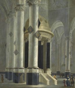 A Church Interior With Elegant Company by Daniel de Blieck