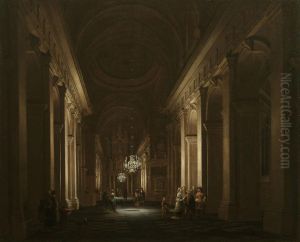 A Classical Church Interior With Elegant Figures Conversing Bycandlelight by Daniel de Blieck
