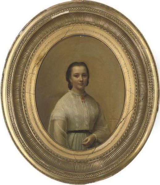 Portrait Of A Young Lady, Half-length, In A White Dress - view 1