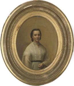 Portrait Of A Young Lady, Half-length, In A White Dress by Herman Antonie De Bloeme