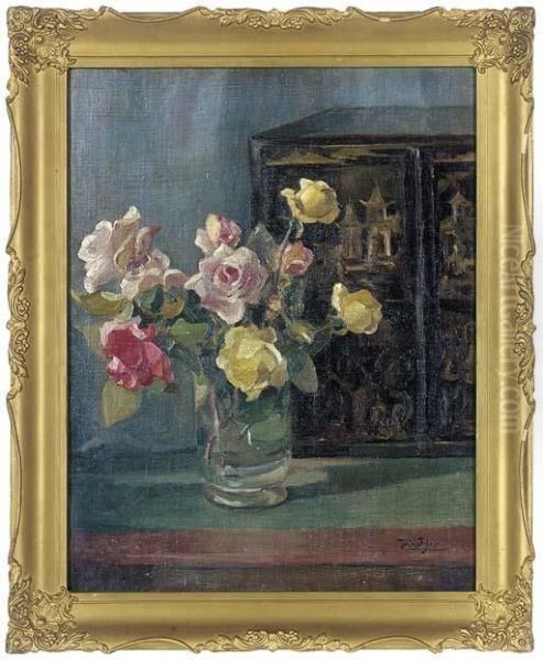 Roses In A Glass Vase - view 1