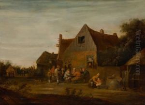 Scene De Rejouissances Devant Une Taverne by Pieter de Bloot