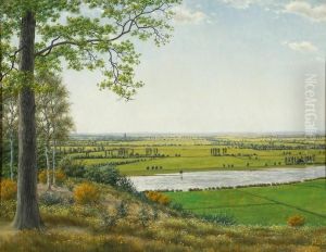 View Of A River by Hendrik Johannes De Boer