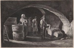 Familie In Der Kuche Vor Dem Herdfeuer by Jean-Jacques De Boissieu