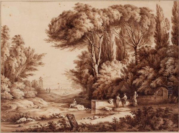"italienischelandschaft Mit Frauen Und Brunnen" - view 1