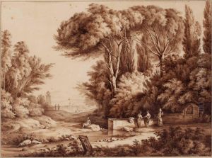 "italienischelandschaft Mit Frauen Und Brunnen" by Jean-Jacques De Boissieu