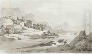 Paysage Fluvial, Des Habitations Sur Le Rivage by Jean-Jacques De Boissieu