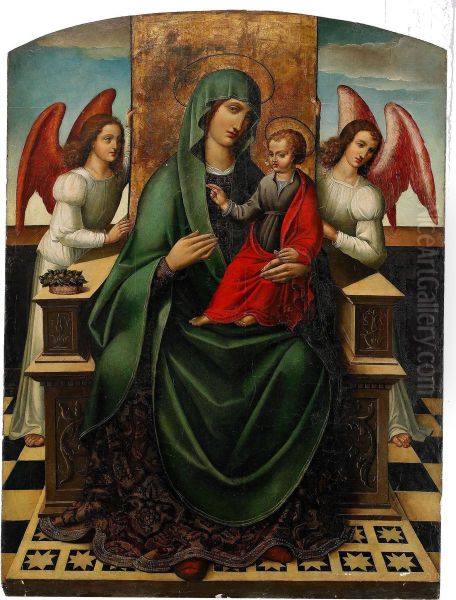 Maria Och Jesusbarnet Omgiven Av Anglar - view 1
