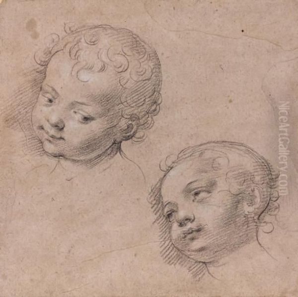 Deux Etudes De Tete De Putti - view 1