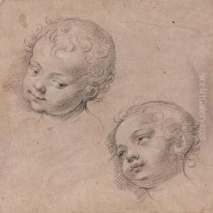 Deux Etudes De Tete De Putti