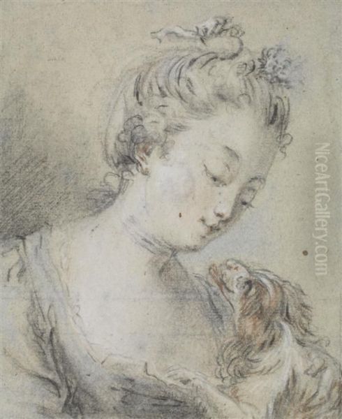 Portrait De Femme Et Son Chien - view 1