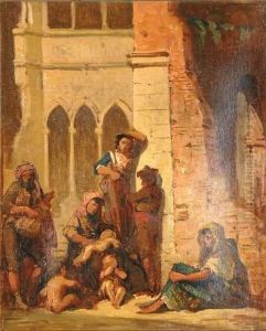 Mendiants Dans Des Ruines by Adrien de Boucherville