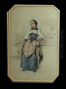 D'orschwiller Hippolyte, Jeune Femme En Pied by Hippolyte De Boug D'Orschwillier