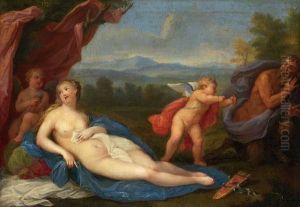 Venus Et L'amour Chassant Un Satyre by Louis De Boullogne II