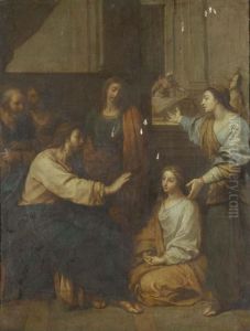 Christ At The House Of Martha And Mary by Louis De Boullogne II