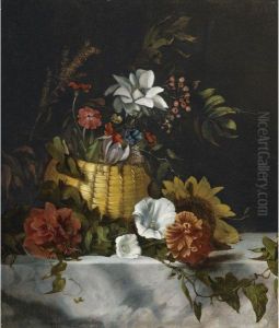 Basket Of Flowers On A Marble Ledge by Dirck de Bray