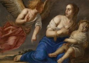Hagar And Ismael In The Desert by Jan De Bray