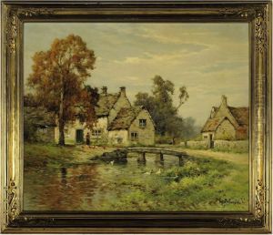 The Cotswolds, October Morning At Lower Slaughter by Alfred Fontville De Breanski