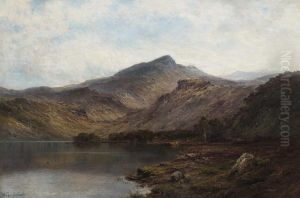Herder Tending Cattle In The Highlands by Alfred Fontville De Breanski