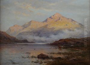 The Evening Light On A Highland Loch by Alfred Fontville De Breanski