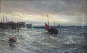 Trawlers Making For Harbour by Gustave de Breanski