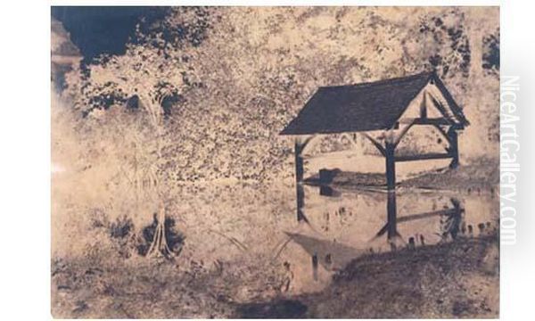 Etude D'arbres Et Lavoir Se Refletant Dans L'eau, Vers 1850 - view 1
