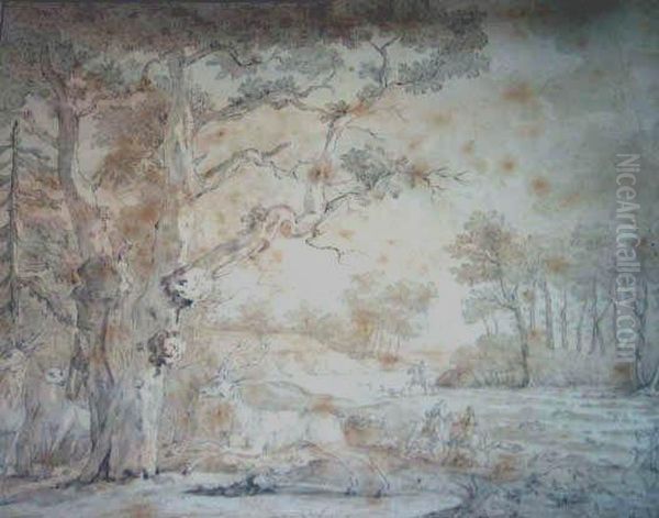 Scene De Chasse A Courre Dans La Foretde Breuilpont - view 1