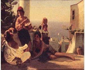 < Jeunes Italiens Sur Une Terrasse >.
