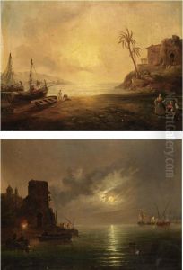 Amanecer Y Atardecer, Una Pareja (sunrise And Sunset, A Pair) by Antonio De Brugada Vila