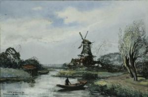 Polder Landscape With Windmill by Cornelis De Bruin