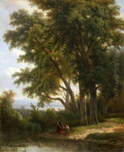 Bewaldete Landschaft by Adrianus Henrikus De Bruine