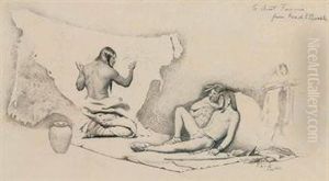 Study For "the Picture Writer's Story" by George Forest De Brush