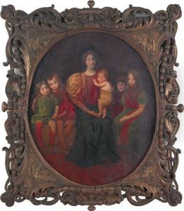 Portrait Of A Mother And Five Children by George Forest De Brush