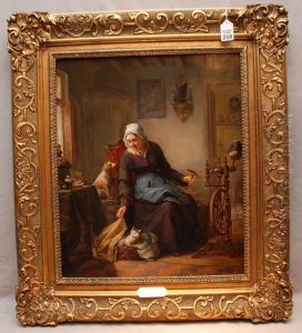 Interior Woman On Spinning Wheel