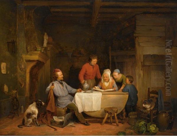 A Family In A Kitchen Interior - view 1