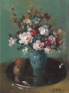 Still Life Of Flowers And Fruit by Joris De Bruyne
