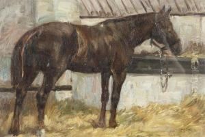 Horse In The Stable. by Constant De Busschere