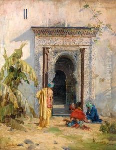 Hommes Devantla Porte Du Palais