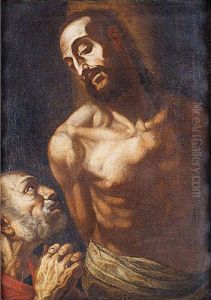 "san Pedro En Lagrimas Ante Cristo Atado A La Columna" by Pedro de Campana