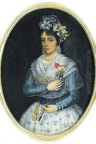 Retrato De Anciana Con Abanico / Retrato De Dama Joven Con Ramillete De Flores - view 1