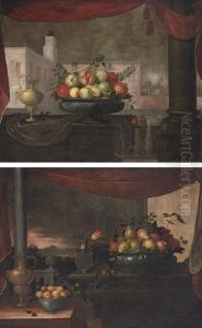 Pomegranates, Quince And Apples In A Pewter Tureen by Pedro de Camprobin