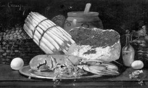 Nature Morte Au Homard, Piece De Boeuf Et Asperges. by A. De Caranza