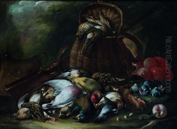 Nature Morte Aux Oiseaux : Grive Musicienne, Caille, Geai, Pique Et Peche, Huppe Et Loriot - view 1