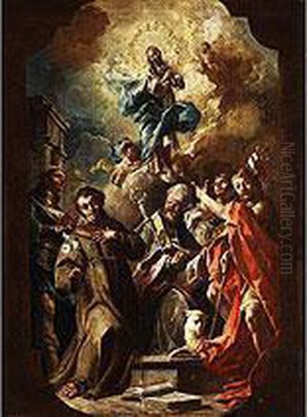 Maria Immaculata In Wolken Uber Einer Gruppe Von Heiligen - view 1