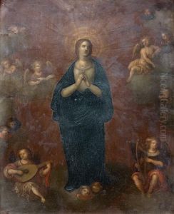 L'assomption Entouree D'anges Musiciens by Louis de Caullery