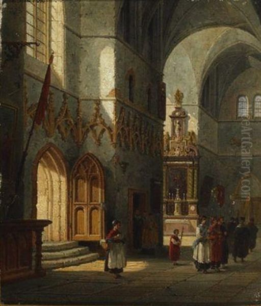 Figures In A Church Interior - view 1