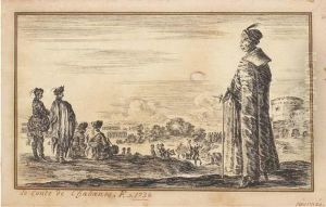 Un Polonais Debout Vetu D'une Longue Robe, Dans Le Lointain Agauche Plusieurs Autres Polonais, Les Uns Assis, Les Autres Debout,d'apres Stefano Della Bella
