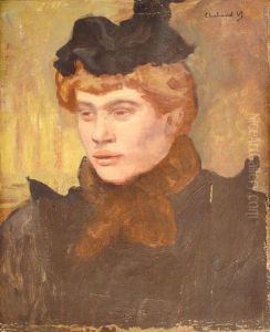 Portrait De Femme Au Chapeau Et Au Col De Fourrure by Raymond De Chabaud La Tour