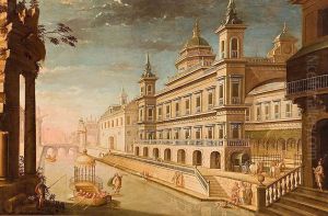 Capricho Arquitectonico Con Moises Salvado De Las Aguas